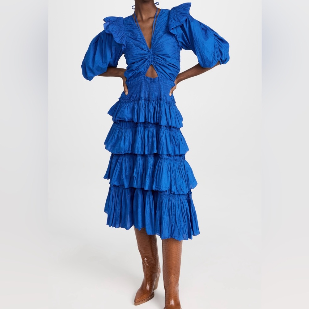 Sea New York Royal Blue Ruffled Dress